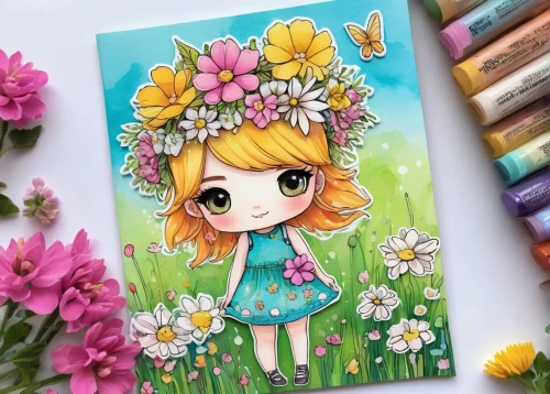 springtime background,meadow in pastel,flower painting,garden fairy,colorful daisy,spring unicorn,spring bouquet,girl in flowers,flower fairy,spring background,little girl fairy,spring blossoms,spring blossom,sea of flowers,flower drawing,flower girl,cartoon flowers,girl picking flowers,spring bloom,floral greeting card,Illustration,Paper based,Paper Based 06