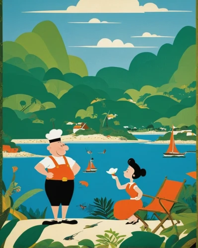 travel poster,cool woodblock images,vintage couple silhouette,vintage illustration,people fishing,samoa,picnic boat,retro 1950's clip art,popeye village,italian poster,island residents,game illustration,poster,vietnam,tahiti,flamingo couple,woodblock prints,tourism,lilly pond,lakeside,Illustration,Vector,Vector 13