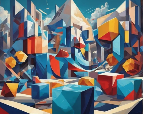 cubic,isometric,cubes,polygonal,cubism,low poly,low-poly,city blocks,abstract shapes,rubics cube,geometric solids,panoramical,abstract artwork,fragmentation,cube surface,background abstract,blocks,geometric,metropolis,cube background,Art,Artistic Painting,Artistic Painting 45