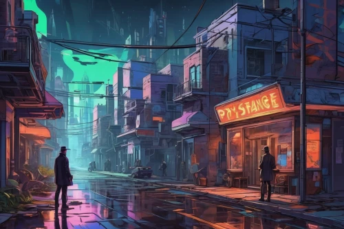 cyberpunk,cityscape,alleyway,colorful city,world digital painting,alley,slum,fantasy city,slums,neon coffee,evening city,urban,shanghai,neon ghosts,neon arrows,night scene,evening atmosphere,hanoi,suburb,street canyon,Conceptual Art,Sci-Fi,Sci-Fi 06