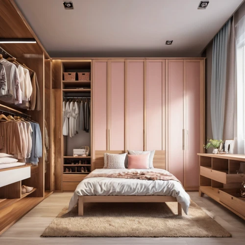 walk-in closet,modern room,bedroom,room divider,wardrobe,sleeping room,the little girl's room,armoire,danish room,guest room,dresser,closet,gold-pink earthy colors,children's bedroom,storage cabinet,modern decor,interior design,loft,room newborn,great room,Photography,General,Realistic