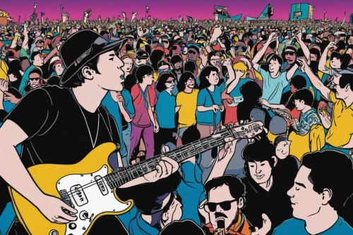 rock concert,ramones,rock music,concert crowd,ac dc,rock band,music band,pitchfork,thrash metal,dire straits,music record,modern pop art,music festival,music world,vector people,acdc,yellow taxi,synthesizer,crowd,live concert,Illustration,Vector,Vector 11