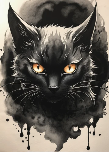 cheshire,halloween cat,black cat,drawing cat,yellow eyes,smoky,feral cat,feral,cat paw mist,halloween black cat,gray cat,cat portrait,gray kitty,stray cat,black dragon,cat vector,feline,the cat,tea party cat,daemon,Illustration,Paper based,Paper Based 30