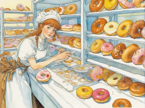 donut illustration,donut drawing,bakery,doughnuts,donuts,pastries,pastry shop,pâtisserie,sweet pastries,bakery products,sufganiyah,freshly baked buns,donut,malasada,doughnut,bagels,vintage illustration,viennoiserie,sweet rolls,pastry,Illustration,Realistic Fantasy,Realistic Fantasy 04