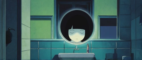porthole,sink,the mirror,cistern,the girl in the bathtub,washroom,magic mirror,studio ghibli,gobelin,toilet,transistor,earth rise,mirror house,mirror water,exterior mirror,bathroom,dr. manhattan,mirror of souls,panoramical,mirror in a drop,Illustration,Japanese style,Japanese Style 20