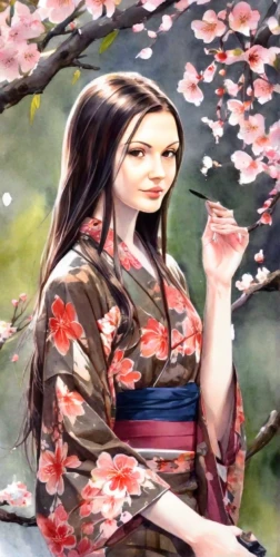 japanese art,oriental painting,japanese floral background,plum blossoms,japanese sakura background,geisha girl,chinese art,japanese woman,geisha,plum blossom,japanese culture,the cherry blossoms,oriental princess,oriental girl,floral japanese,sakura background,kimono fabric,chidori is the cherry blossoms,japanese background,cherry blossom japanese