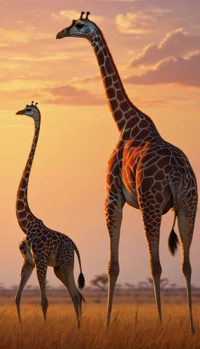 two giraffes,giraffes,giraffidae,serengeti,giraffe,long necked,mammals,size comparison,scandivian animals,anthropomorphized animals,longneck,long neck,landmannahellir,animal migration,animal silhouettes,etosha,scandia animals,tsavo,samburu,accipitriformes,Conceptual Art,Daily,Daily 01
