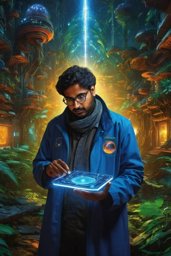 biologist,sci fiction illustration,lando,cg artwork,fish-surgeon,scientist,librarian,theoretician physician,gas planet,jaya,fungal science,professor,vendor,engineer,shopkeeper,science fiction,the collector,night administrator,auqarium,astral traveler,Art,Classical Oil Painting,Classical Oil Painting 16