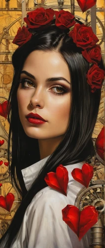 geisha girl,geisha,rosa ' amber cover,portrait background,oriental princess,fantasy portrait,chinese art,world digital painting,romantic portrait,oriental girl,queen of hearts,bleeding heart,oriental painting,meticulous painting,fantasy art,red petals,art painting,martisor,red rose,photo painting,Illustration,Realistic Fantasy,Realistic Fantasy 10