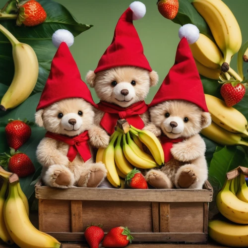 banana family,christmas animals,children's christmas photo shoot,cuddly toys,santa clauses,valentine bears,pome fruit family,knitted christmas background,teddies,teddy bears,stuffed animals,monkey banana,children's christmas,ginger family,christmas dolls,christmas sweets,monkey family,christmas background,fresh fruits,cashew family,Photography,General,Natural