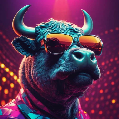 bison,bull,80s,electric donkey,bulls,disco,80's design,gnu,ox,matador,twitch icon,minotaur,bazlama,cow icon,vector illustration,buffalo,spotify icon,soundcloud icon,rhino,tribal bull,Conceptual Art,Sci-Fi,Sci-Fi 11