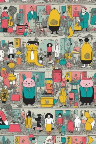 seamless pattern,seamless pattern repeat,japan pattern,sewing factory,kimono fabric,background pattern,japanese patterns,workforce,wrapping paper,workers,the periodic table,nine-to-five job,screen background,abstract corporate,sewing silhouettes,placemat,japanese pattern,digital nomads,kitchen paper,kids illustration,Illustration,Vector,Vector 10