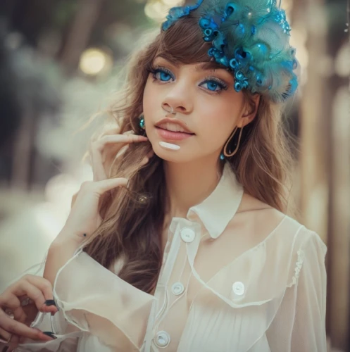 vintage floral,vintage girl,vintage woman,jasmine blue,beautiful bonnet,hydrangea,blue hydrangea,bylina,romantic look,portrait photography,flower hat,vintage flowers,beautiful girl with flowers,realdoll,romantic portrait,vintage angel,mazarine blue,vintage fashion,hair accessories,denim bow,Game&Anime,Manga Characters,Peacock