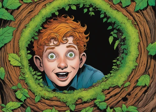 knothole,gunnera,ivy frame,riddler,forest man,background ivy,wild ginger,leprechaun,green lantern,aaa,trickster,forest clover,green wreath,arbor day,bitter clover,fiddlehead fern,permaculture,ivy,tree man,woody plant,Illustration,American Style,American Style 03