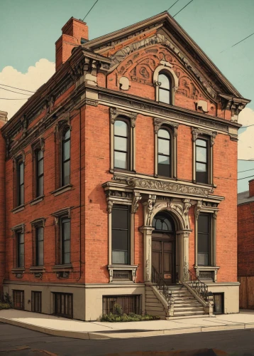 old town house,brownstone,victorian,victorian house,old brick building,red brick,town house,historic courthouse,207st,apartment house,rosewood,townhouses,brick house,old home,courthouse,court house,historic building,old western building,queen anne,july 1888,Illustration,American Style,American Style 10