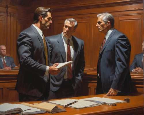 oil painting on canvas,attorney,common law,lawyer,jury,contemporary witnesses,barrister,lawyers,stock exchange broker,gavel,men sitting,oil painting,trial,background image,capital markets,oil on canvas,judge,court of law,judiciary,stock broker,Illustration,Realistic Fantasy,Realistic Fantasy 03