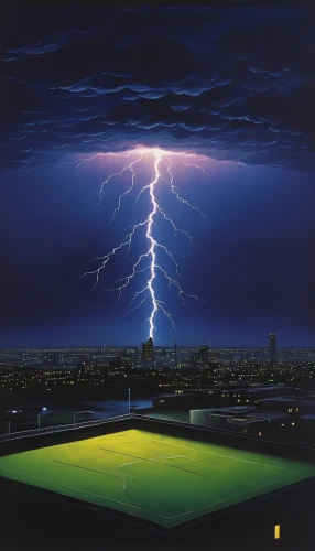 soccer-specific stadium,dodger stadium,lightning storm,lightning bolt,thunderstorm,lightning strike,floodlights,lightning,cd cover,baseball diamond,ballpark,thunderbolt,a thunderstorm cell,floodlight,shock field,lightening,baseball field,dire straits,baseball park,electricity,Art,Artistic Painting,Artistic Painting 26