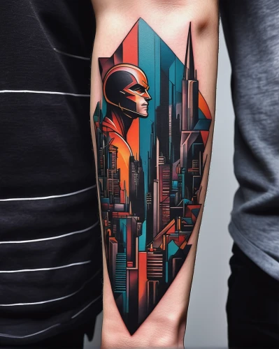 metropolis,on the arm,forearm,cityscape,cyberpunk,karnak,city in flames,tattoo,city cities,sleeve,futuristic,city skyline,city ​​portrait,shoulder,colorful city,cities,city,transistor,black city,futuristic landscape,Art,Artistic Painting,Artistic Painting 34