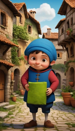 agnes,cute cartoon character,postman,newspaper delivery,knight village,villagers,gnome,geppetto,village baby,sibiu,delivery man,animated cartoon,hamelin,cusco,main character,tuscan,asturias,bellboy,digital compositing,the pied piper of hamelin,Art,Classical Oil Painting,Classical Oil Painting 22