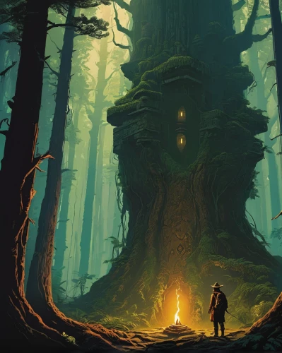 holy forest,old-growth forest,the forest,redwoods,druid grove,forest,the forests,mushroom landscape,spruce forest,redwood tree,forest tree,big trees,forest of dreams,enchanted forest,haunted forest,forest mushroom,redwood,game illustration,the roots of trees,elven forest,Conceptual Art,Sci-Fi,Sci-Fi 17
