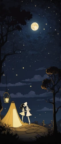 campsite,camping,camping tents,campers,glamping,halloween illustration,camping tipi,tent camping,autumn camper,camping car,night scene,campfires,romantic night,halloween background,knight tent,vintage couple silhouette,fairy lanterns,romantic scene,campground,fairy tale icons,Illustration,Paper based,Paper Based 27