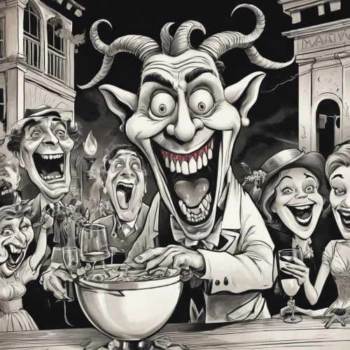 creepy clown,horror clown,madhouse,gluttony,stan laurel,caricature,odontology,basler fasnacht,clowns,cannibals,jigsaw,cartoon people,ringmaster,it,carneval,comedy and tragedy,scary clown,vaudeville,hunger,cereal,Illustration,Abstract Fantasy,Abstract Fantasy 23