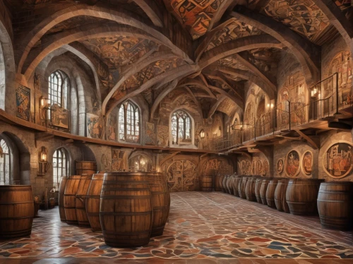 wine barrels,wine cellar,medieval architecture,wine barrel,wine cultures,winery,medieval,winemaker,portcullis,wine tasting,port wine,castle vineyard,chateau margaux,wine growing,vaulted cellar,cognac,wine bar,hotel de cluny,maulbronn monastery,winegrowing,Illustration,Realistic Fantasy,Realistic Fantasy 42