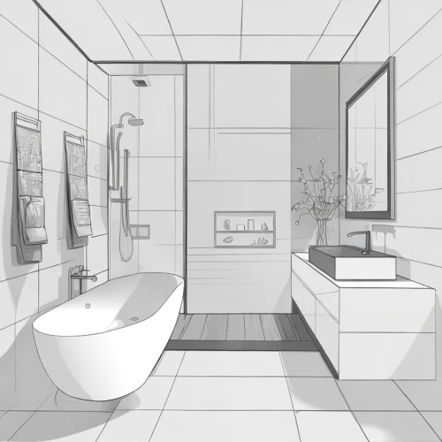 modern minimalist bathroom,bathroom,luxury bathroom,washroom,shower base,laundry room,shower panel,tiling,bathtub,the tile plug-in,bath white,bathroom cabinet,beauty room,bathtub accessory,bathroom accessory,ceramic tile,shower curtain,baths,tile flooring,cleanliness,Design Sketch,Design Sketch,Character Sketch