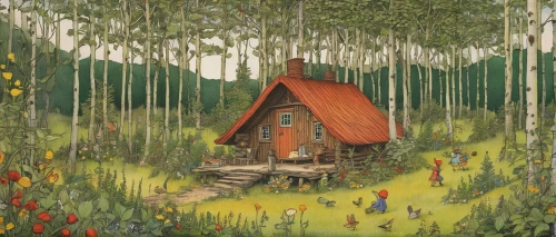 house in the forest,little house,summer cottage,cottage,treehouse,home landscape,small cabin,wooden hut,fairy house,small house,tree house,log cabin,country cottage,farm hut,wooden house,farmer in the woods,cabin,bird house,straw hut,outhouse,Illustration,Realistic Fantasy,Realistic Fantasy 31