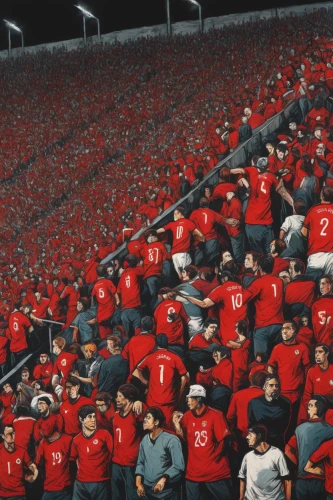 the sea of red,football fans,fifa 2018,red milan,the crowd,stadium falcon,albania,crowd,pc game,crowds,the army,sports game,the herd,the atmosphere,red sea,ussr,madhouse,united,team spirit,crowd of people,Illustration,Paper based,Paper Based 05