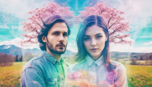 two people,digital compositing,man and woman,digiart,couple - relationship,photomanipulation,vintage man and woman,fantasy picture,vapor,kaleidoscope website,image manipulation,rainbow background,connections,digital creation,adobe photoshop,spring background,creative background,beautiful couple,lsd,kaleidoscope art,Photography,Artistic Photography,Artistic Photography 07