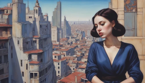 city ​​portrait,art deco woman,cigarette girl,la violetta,woman at cafe,woman thinking,city scape,woman with ice-cream,the girl at the station,italian painter,ann margarett-hollywood,girl in a long,cityscape,arles,bora french,universal exhibition of paris,mazarine blue,janome chow,world digital painting,girl with bread-and-butter,Illustration,Realistic Fantasy,Realistic Fantasy 07