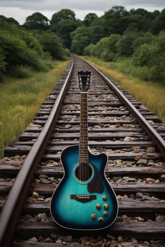 acoustic-electric guitar,epiphone,acoustic guitar,painted guitar,rail road,guitar,the guitar,railroad,guitar bridge,railroad track,concert guitar,guitar accessory,rail way,slide guitar,electric guitar,rail track,railroad tracks,blue rose near rail,railway track,gibson,Photography,Fashion Photography,Fashion Photography 23