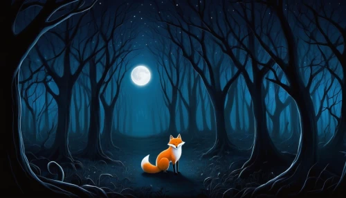 a fox,fox hunting,foxes,little fox,fox and hare,red fox,fox,child fox,fox in the rain,garden-fox tail,haunted forest,hare trail,halloween background,forest animal,forest background,halloween illustration,howl,deer illustration,cute fox,moonlit night,Illustration,Abstract Fantasy,Abstract Fantasy 22