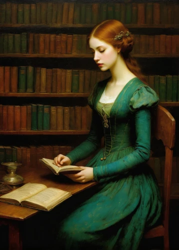 girl studying,emile vernon,women's novels,girl at the computer,librarian,elizabeth nesbit,writing-book,the girl studies press,portrait of a girl,tutor,young woman,jane austen,john atkinson grimshaw,scholar,woman thinking,portrait of a woman,meticulous painting,bookselling,mystical portrait of a girl,girl in a historic way,Art,Classical Oil Painting,Classical Oil Painting 44