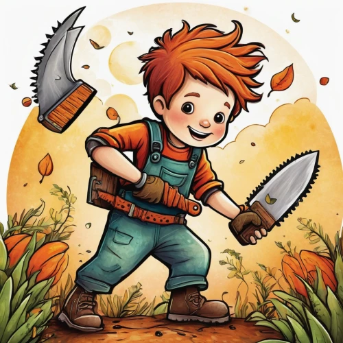 kids illustration,game illustration,chainsaw,handsaw,children's background,action-adventure game,hand saw,woodsman,growth icon,garden work,lumberjack,android game,illustrator,wood trowels,forager,garden tools,wood tool,wood chopping,garden tool,sharp knife,Conceptual Art,Daily,Daily 34