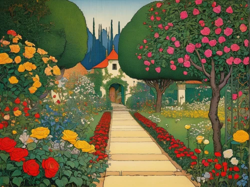 to the garden,flower garden,tulip field,towards the garden,cottage garden,rose garden,clove garden,secret garden of venus,the garden,gardens,flower field,way of the roses,a fairy tale,giverny,tulip festival,tulips field,fairy tale,girl in the garden,yellow garden,tulip fields,Illustration,Retro,Retro 11