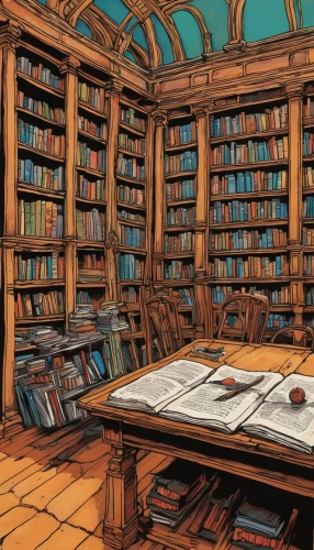 study room,reading room,library,old library,bookshelves,celsus library,bookcase,library book,bookstore,bookshop,bookshelf,book illustration,sci fiction illustration,librarian,book store,digitization of library,books,study,old books,book wall,Illustration,Paper based,Paper Based 26