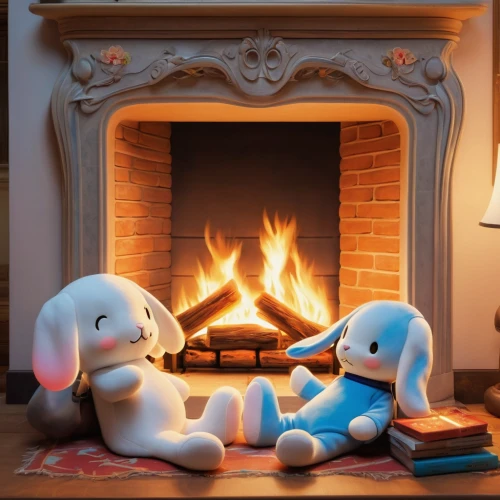 warm and cozy,warmth,warming,domestic heating,fireside,cuddly toys,log fire,soft toys,marshmallow art,marshmallows,plush toys,warm,warm heart,christmas fireplace,fireplace,heating,romantic night,fire place,plush figures,flamingo couple,Art,Artistic Painting,Artistic Painting 20