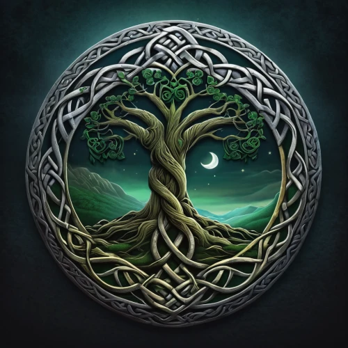 celtic tree,tree of life,the branches of the tree,runes,triquetra,the dark hedges,anahata,the branches,druid stone,green tree,flourishing tree,magic tree,circle around tree,tree heart,sacred fig,rooted,paganism,druid grove,druids,mother earth,Illustration,Abstract Fantasy,Abstract Fantasy 17