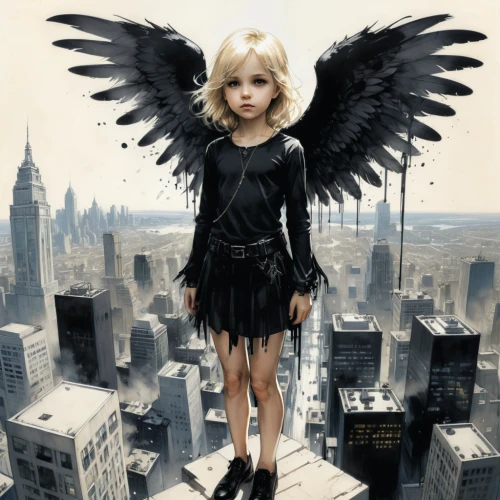 black angel,dark angel,angelology,angel girl,love angel,flying girl,angels of the apocalypse,fallen angel,little angel,angel of death,raven girl,business angel,harpy,lucifer,birds of prey-night,child fairy,angel wings,blackbirdest,vintage angel,angel wing,Illustration,Black and White,Black and White 34