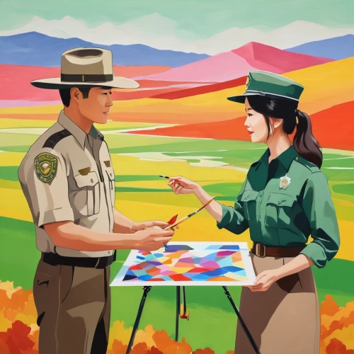 park ranger,korea,painting pattern,painting technique,south korea,policewoman,girl scouts of the usa,art painting,flower painting,republic of korea,meticulous painting,japan,painting,north korea,police check,wpap,taiwan,officer,vietnam,cops,Illustration,Vector,Vector 07