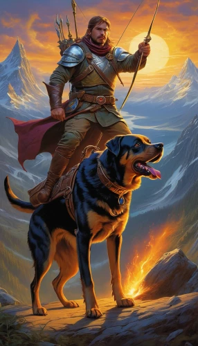 beagador,bavarian mountain hound,companion dog,posavac hound,dwarf sundheim,schutzhund,heroic fantasy,carpathian shepherd dog,east-european shepherd,hound,boy and dog,king shepherd,the wanderer,jagdterrier,transylvanian hound,bohemian shepherd,tyrolean hound,girl with dog,adventurer,halden hound,Illustration,Realistic Fantasy,Realistic Fantasy 32
