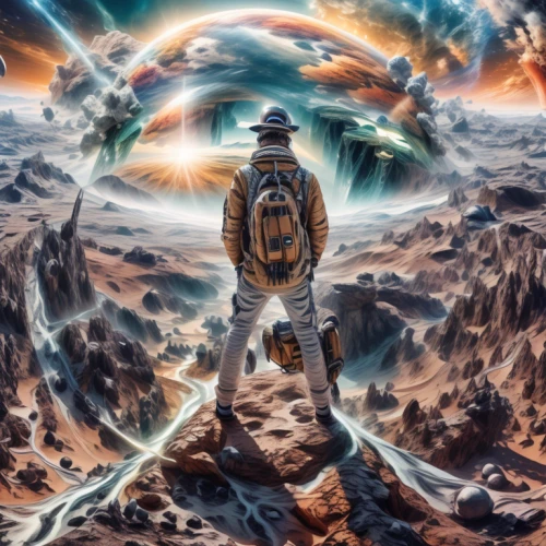 astral traveler,fire planet,gas planet,alien planet,burning man,psychedelic art,shamanism,planet eart,extraterrestrial life,planet alien sky,alien world,scene cosmic,shamanic,wormhole,space art,time spiral,sci fiction illustration,space voyage,cosmic eye,science fiction