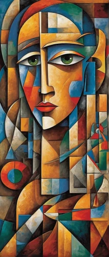 cubism,woman thinking,art deco woman,woman's face,woman sitting,african art,picasso,woman at cafe,woman face,woman playing,woman holding pie,woman drinking coffee,decorative figure,indian art,italian painter,woman with ice-cream,oil painting on canvas,woman on bed,young woman,praying woman,Art,Artistic Painting,Artistic Painting 45