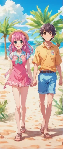 beach background,beach goers,summer background,pink beach,beach walk,beach scenery,summer clothing,honolulu,beach sports,holding hands,walk on the beach,hiyayakko,hold hands,sanya,kawaii people swimming,island residents,most beach,punta cana,summer day,ms island escape,Illustration,Japanese style,Japanese Style 02