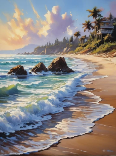 beach landscape,coastal landscape,beach scenery,sea landscape,mountain beach,beautiful beaches,seascape,landscape background,sunrise beach,pacific coastline,beautiful beach,dream beach,landscape with sea,sunset beach,sea-shore,seaside country,seascapes,art painting,tropical beach,paradise beach,Conceptual Art,Oil color,Oil Color 09