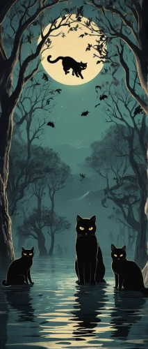 animal silhouettes,halloween black cat,halloween silhouettes,cat silhouettes,halloween illustration,halloween background,halloween cat,forest animals,halloween poster,werewolves,black cat,animals hunting,studio ghibli,halloween wallpaper,woodland animals,cats in tree,halloween owls,black bears,the night of kupala,felines,Art,Classical Oil Painting,Classical Oil Painting 02