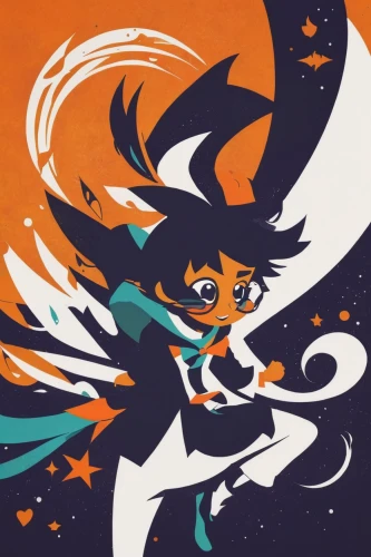 vector girl,kitsune,phoenix,nine-tailed,flame spirit,owl background,falling star,tracer,hinata,star drawing,playmat,sakana,star winds,howl,defense,flying girl,fantasia,vector design,witch's hat icon,vector graphic,Art,Artistic Painting,Artistic Painting 47