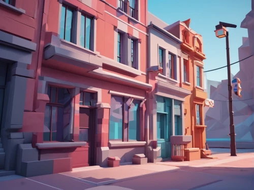 alleyway,alley,old linden alley,narrow street,row houses,townhouses,neighborhood,red brick,studies,red bricks,apartment house,low poly,greystreet,beautiful buildings,brownstone,rescue alley,material test,alley cat,color is changable in ps,colorful city,Unique,3D,Low Poly